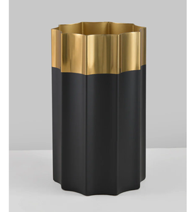 Black and <b>Gold</b> Geometric Metal <b>Vase</b> with Decorative Aluminum <b>Vase</b> and Elegant Matte Finish for Luxury Home & Office Decor - Product Image 1