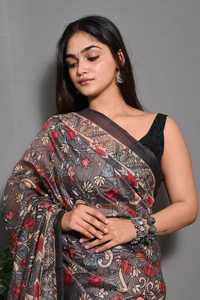 ผ้าซารีอะซิเตทเนื้อนุ่มสวยงาม พิมพ์ลายดิจิทัล ทอลายแจ็คการ์ด ดูดีมีสไตล์ เหมาะสำหรับงานปาร์ตี้ ไม่ยับง่าย ผู้ส่งออก ผู้จัดจำหน่าย ขายส่ง - Product Image 3