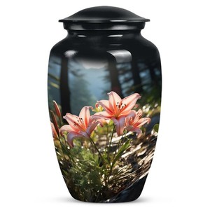 Urna de Cremación de Aluminio con Diseño de Mármol Rosa y Azul - Urna para Cenizas Humanas Adultas de 10 Pulgadas - Urna Funeraria Conmemorativa Hecha a Mano - Product Image 3