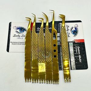 LLT-10035 en forme de couronne en acier inoxydable pince à épiler queue or Plasma Extension de cils lisse diamant poignée miroir Logo personnalisé pointu - Product Image 5