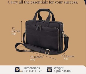 Maletín para ordenador portátil de piel auténtica con logotipo personalizado para hombre y mujer, bolso de viaje de oficina negro al por mayor, elegante bandolera para ordenador - Product Image 3