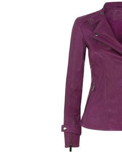 Chaqueta de Motociclista de Cuero Sintético Morada para Mujer, Estilo Elegante, Ajustada, Prenda Exterior de Motociclista, Cierre de Cremallera, Chaqueta de Cuero Sintético de Primera Calidad - Product Image 2