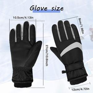Gants de ski en cuir chauds d'hiver pour vélo, écran tactile, imperméables pour hommes et femmes, bracelet réglable, design antidérapant - Product Image 2
