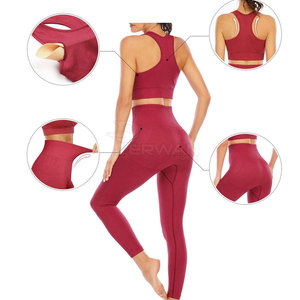 Ensemble de yoga pour femmes de haute qualité, marque privée - Couleurs et logo personnalisés, taille plus, 2 pièces, élasthanne/polyester, prix bas - Product Image 3