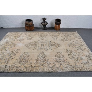 พรมปูพื้นทำมือทรงสี่เหลี่ยมขนแกะสไตล์ตุรกีวินเทจผ้าเย็บปะต่อสีเทา5.8x8.6ฟุตสำหรับโถงทางเดิน - Product Image 3