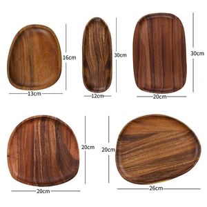 Assiettes en bois durables faites à la main pour enfants, formes mignonnes, plateaux de service en bois mélangé pour fruits et collations, fournisseur en gros - Product Image 5
