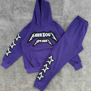 Costumes de jogging personnalisés pour hommes, survêtement délavé à l'acide, sweat à capuche zippé et pantalon de survêtement, ensemble de jogging, survêtements évasés avec impression bouffante - Product Image 6