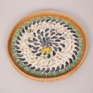 Bandeja de servicio de ratán madreperla, forma redonda, servidor de yute de gran tamaño, servidor de alimentos para bodas, calidad Premium - Product Image 3