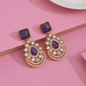 Kundan Jewellery India High Gold Polish Designer Beautiful Fancy Style Kundan Earring Set - Product Image 4