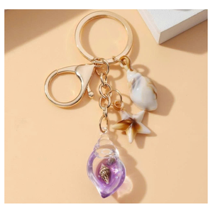 Porte-clés en coquillage, adorable porte-clés en acrylique en forme de coquillage, style océan, cadeau romantique pour les couples, décoration de sac à main, porte-clés en coquillage - Product Image 5