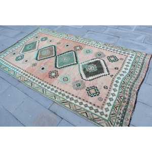 Tapis turc vintage 4,6x8,4 pieds, tapis en laine vert patchwork - Product Image 2