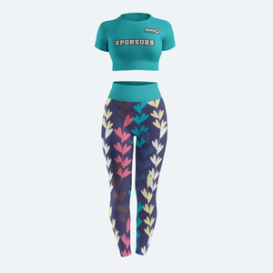 Ensemble de leggings de sport pour femmes, respirant, tricoté, à taille élastique, avec transfert thermique par sublimation, personnalisable pour équipes, direct usine - Product Image 2