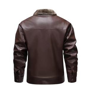 Chaqueta de Cuero para Hombre, Estilo Vintage, Impermeable, Transpirable, con Cuello Alto, Logotipo Frontal Personalizable con Bordado, Estilo Motociclista Punk, Larga - Product Image 3