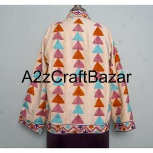 Chaqueta Bomber Tejida Floral Bohemia Bordada a Mano, Forro de Algodón Estampado para Mujer, Hecha a Mano, Ecológica, para Invierno y Primavera - Product Image 5