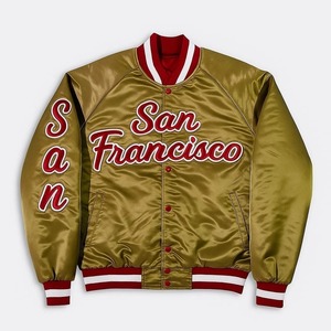 Venta al por mayor de chaqueta de béisbol de satén Premium bordado Varsity Jacket para hombres y mujeres - Product Image 3