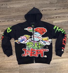 Sweat-shirts à capuche pour hommes avec logo personnalisé OEM, 100% coton, double poche, coupe ample, surdimensionné, polaire d'hiver, broderie 3D, écologique - Product Image 1