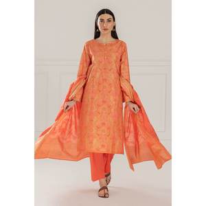 ชุดผ้าลอนพิมพ์ลายทองและเคลือบเงาแบบ 3 ชิ้น ไม่เย็บติดกัน พร้อมตกแต่งกระดุม รุ่น CL-52358-B - Product Image 1