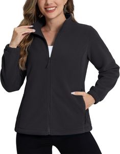 2024 chaqueta de invierno Polar suave con cremallera para mujer, chaqueta transpirable de algodón ligero con bolsillos estampados para exteriores, chaqueta de talla grande - Product Image 1