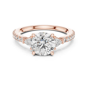 Anillo de Oro Blanco de 14K con Diamantes Cultivados en Laboratorio en Corte Trillón y Redondo |   Ropa de Oficina |   Diamante Cultivado Nuevo - Product Image 2