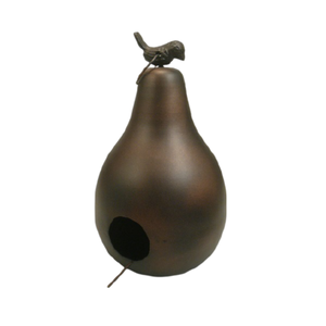 Maison d'oiseau en bois massif avec toit en métal argenté et cabane à anneaux pour balcon de jardin Maison d'oiseau décorative en métal - Product Image 4