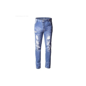 Pantalones Vaqueros de Mezclilla para Hombre, Cintura Media, Algodón Transpirable, Corte Recto Informal, Rotos, con Cierre y Logotipo, Moda de Invierno - Product Image 2