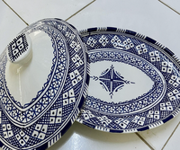Tajine Ovale en Céramique Peint à la Main, Fait Main, Sans Plomb, Pot de Cuisson Marocain Artisanat
