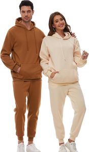 Ensemble de survêtement marron à capuche pour homme, couleur unie, en coton, décontracté, sweat-shirt et pantalon à manches longues avec cordon de serrage, idéal pour l'automne - Product Image 4