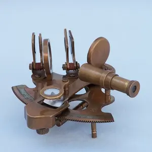 ใหม่ทองเหลืองเงาเดินเรือ Sextant มารีนิตี้สไตล์เก่าวินเทจ Maritime ทองเหลืองแข็ง Sextant พร้อมกล่องของขวัญแก้วไม้ - Product Image 1