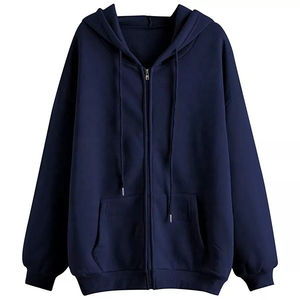 Sudadera con capucha de mezcla de algodón para mujer con cremallera bordada cuello alto cremallera Sudadera con capucha corta para invierno con bolsillos - Product Image 6