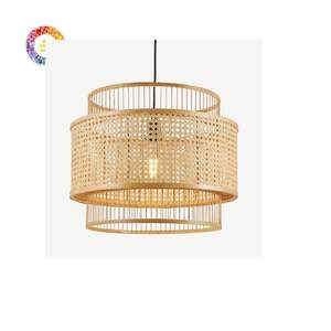 Lámpara tejida de bambú sostenible: pieza única para compradores ecológicos. - Product Image 1