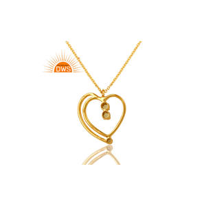 Collier de pierres précieuses en péridot brillant Bijoux Vente en gros Collier avec pendentif en forme de cœur en argent sterling plaqué or 18 ct - Product Image 2