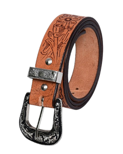 Cinturón de cuero vaquero occidental personalizado OEM con cinturón occidental de cuero genuino hecho a mano de diseño único - Product Image 2