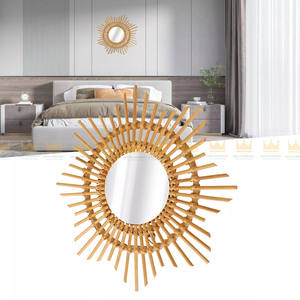Decoración de pared espejo de ratán forma de estrella espejo de ratán decoración moderna pared artesanía decorativa espejo de ratán para el hogar - Product Image 1