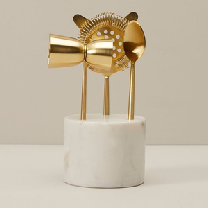 Ensemble de bar élégant en acier inoxydable et marbre avec finition polie en or parfait pour les mariages et la vaisselle élégante - Product Image 2