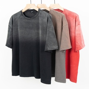 เสื้อยืด300gsm โอเวอร์ไซซ์สำหรับผู้ชายเสื้อยืดผ้าฝ้ายพิมพ์ลายเปิดไหล่แบบกำหนดเองน้ำหนักมาก - Product Image 1