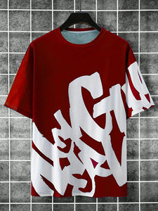 เสื้อยืดแขนสั้นลายตัวอักษรของผู้ชาย3D สบายและระบายอากาศเหมาะสำหรับถนนประจำวันของผู้ชายลำลองแขนสั้น - Product Image 3