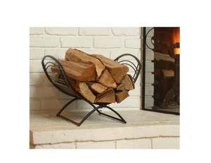 Porte-bûches noir robuste en bois de qualité supérieure, parfait pour les ensembles de foyers domestiques et les accessoires de bois de chauffage - Product Image 4