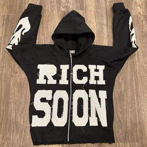 Gran oferta, sudaderas con capucha bordadas de angustia personalizadas para hombres, sudaderas con capucha transpirables y ecológicas de estilo Vintage para hombres desgastados - Product Image 2