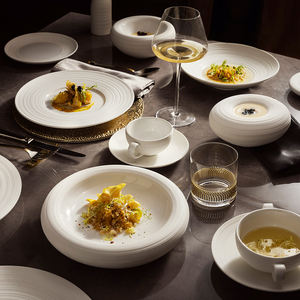 Vente en gros d'assiette de restaurant en céramique blanche <span class=keywords><strong>shabby</strong></span> <span class=keywords><strong>chic</strong></span> de 250ml pour hôtel, bols antipasto pour soupe et dessert, assiette en porcelaine pour spectacle de service - Product Image 6