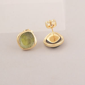 Pendiente de piedras preciosas de moldavita natural sin cortar, pendientes de cristal curativo, joyería de moda de moldavita para mujer - Product Image 5