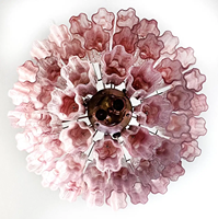 Lustre italien moderne de conception d'art grand lustre en verre de Murano Rose luminaires suspendus pour hall d'entrée d'hôtel
