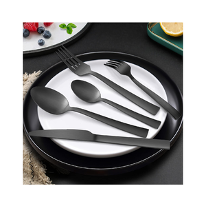 Ensemble de couverts miroir noir mat vaisselle cuillère fabrication 5 pièces ensemble prix le plus bas noir mat poli meilleure vente - Product Image 6