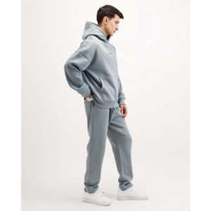 Ensemble sweat-shirt et hoodie en molleton français surdimensionné pour homme Cyan Essential 300 GSM - Product Image 3