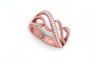 Anillo de Diseño Clásico de Lujo para Mujer, Chapado en Rodio de Oro de 14K y 41 Diamantes Naturales |   Corte Brillante Redondo 0.20Ctw - Product Image 4