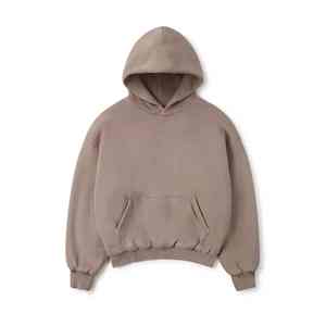 Sweat-shirt à capuche double en coton 100% taupe vintage personnalisé du fabricant 350 GSM Sweatshirts brodés en relief pour hommes pour l'hiver - Product Image 4