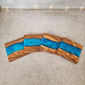 Handmade Epoxy Resin & Natural Wood <b>Coasters</b>, Elegant Stone-Style <b>Drink</b> <b>Coasters</b> for Modern Home & Office Decor - Product Image 3
