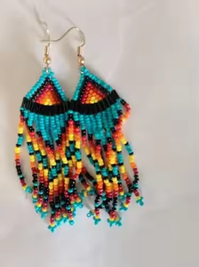 Boucles d'oreilles en perles de style ethnique faites à la main bijoux en perles multicolores à la mode conception de forme d'amant de fête boucle d'oreille pendante - Product Image 5