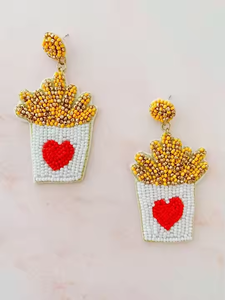 Boucles d'oreilles en perles de pop-corn boucles d'oreilles brodées cadeau pour son abeille boucles d'oreilles faites à la main pour femmes et filles par MD artisanat - Product Image 4