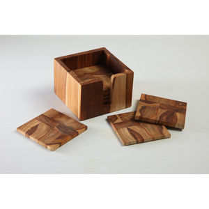 Ensemble de 4 sous-verres faits à la main en bois de manguier naturel moderne Sets de table carrés 5mm d'épaisseur Accessoires de table pour la maison-Tapis et tampons - Product Image 2