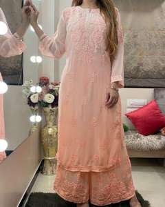 <b>Indian</b> Designer Wear A+ Quality Heavy Rayon Chain Stitch Work Top and Palazzo With Dupatta Fully Stitched at Wholesale Price - Product Image 5